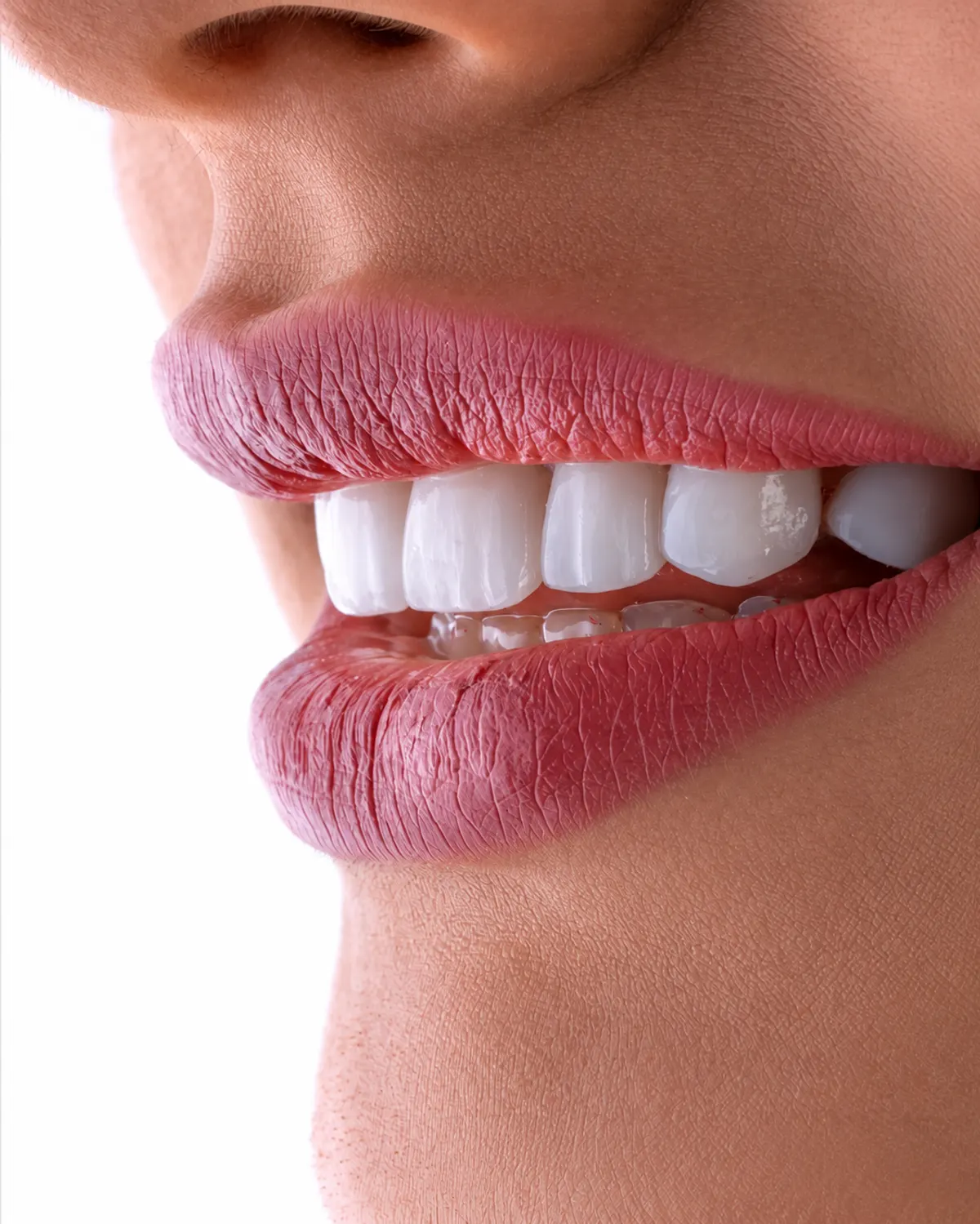Sorriso em close, com os dentes claros