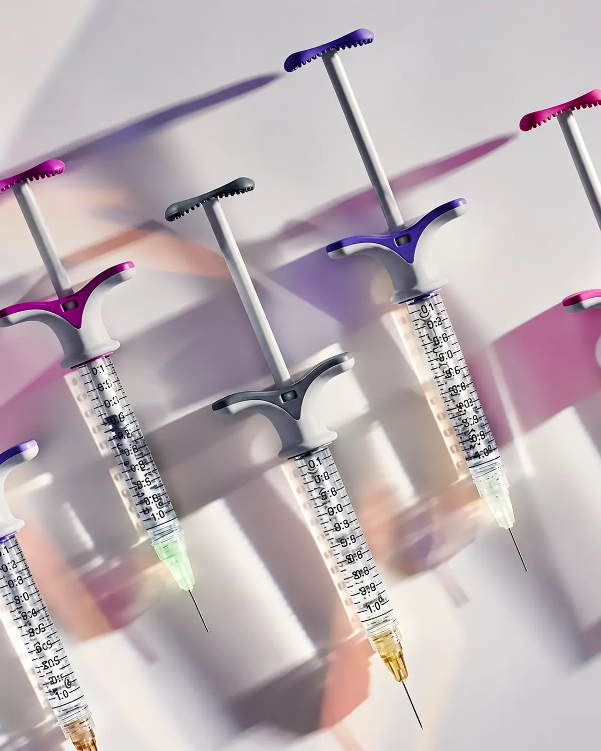 Seringas de aplicação usadas na harmonização facial